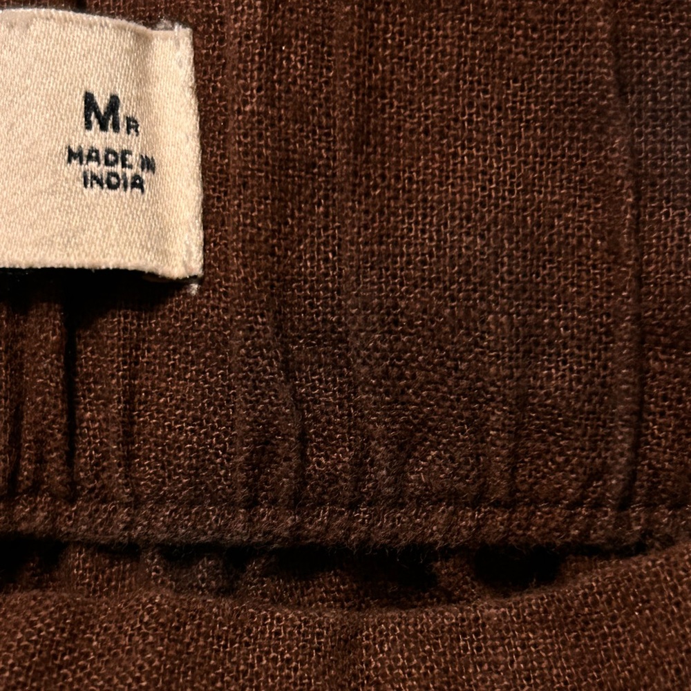 Abercrombie & Fitch Women Linen Blend Ultra Wide Leg Pull On Pant Brown Boho SzM - Picture 7 of 11